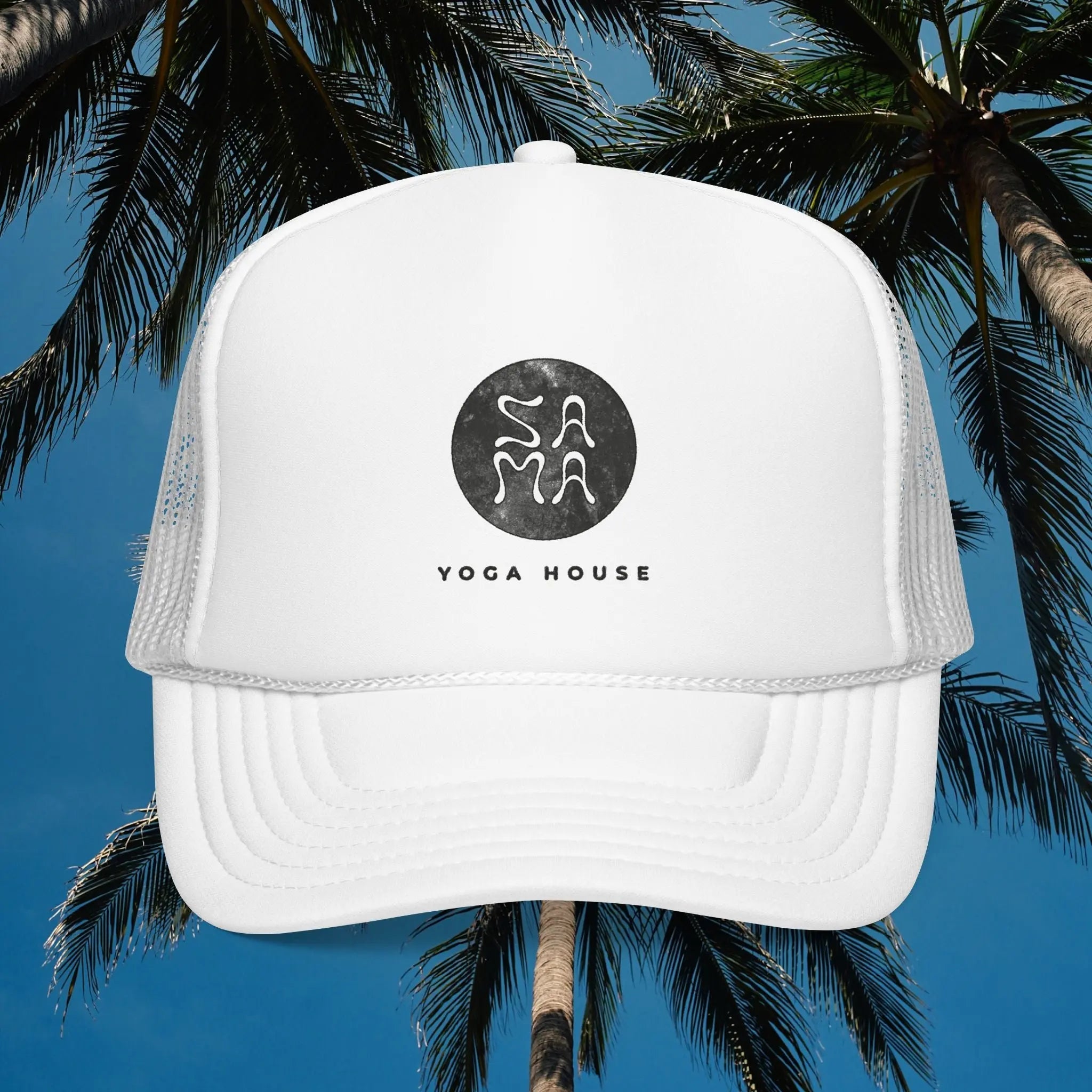 Yoga House Trucker Hat — Minimal Zen Logo Foam Mesh Cap - Sama Yoga House