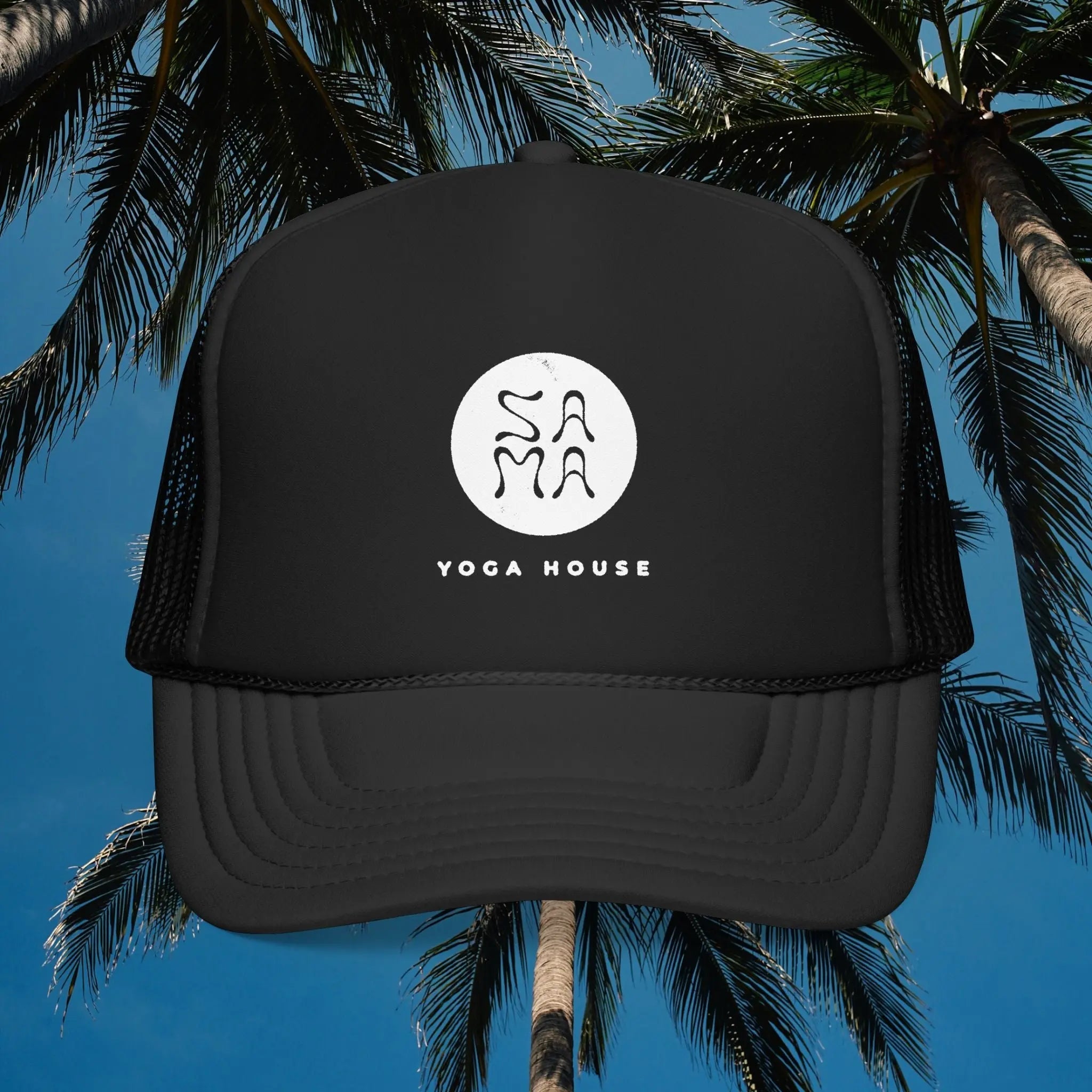 Yoga House Trucker Hat — Minimal Zen Logo Foam Mesh Cap - Sama Yoga House