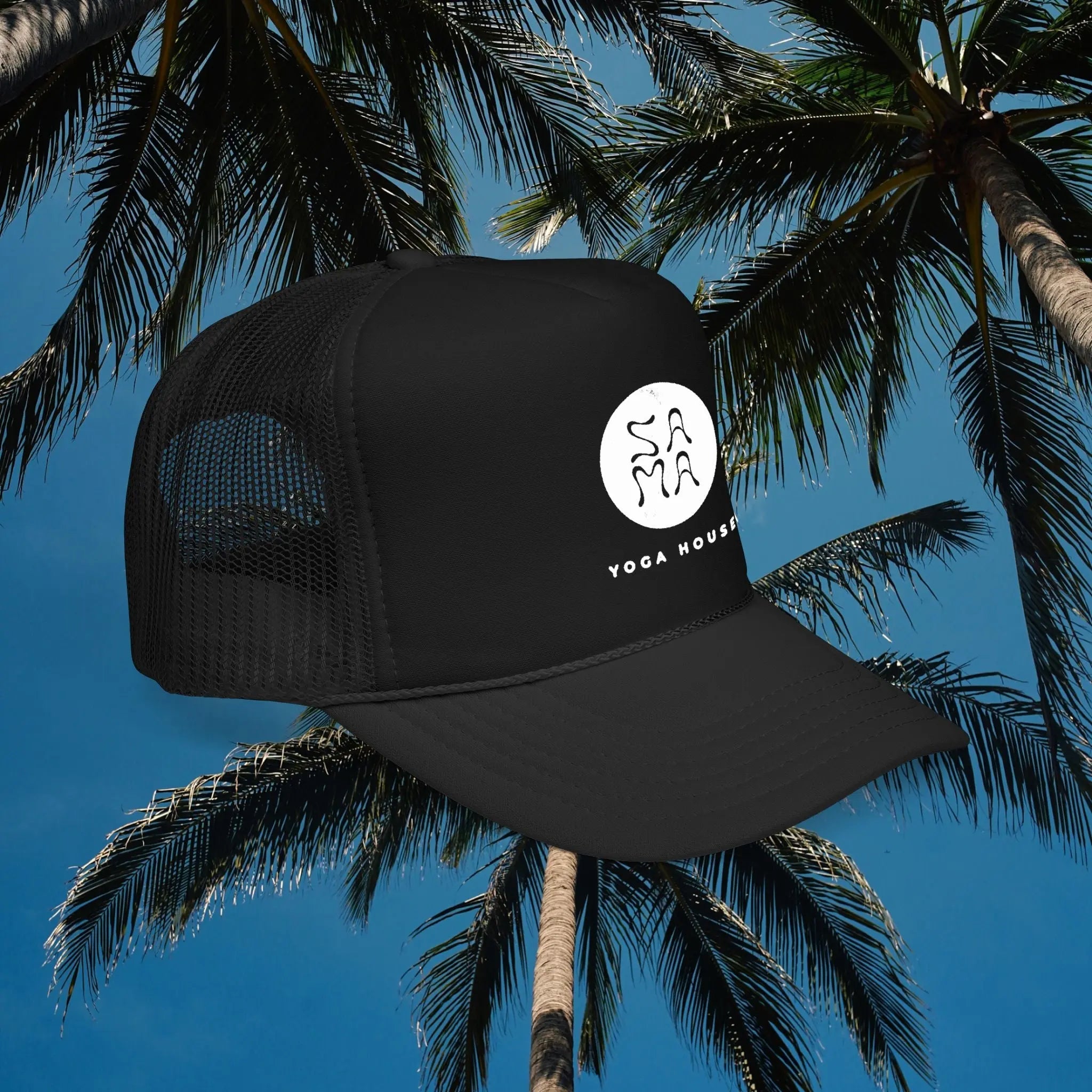 Yoga House Trucker Hat — Minimal Zen Logo Foam Mesh Cap - Sama Yoga House